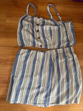 torrid Blue and Cream Striped Two-Piece Skirt Set (2X)
